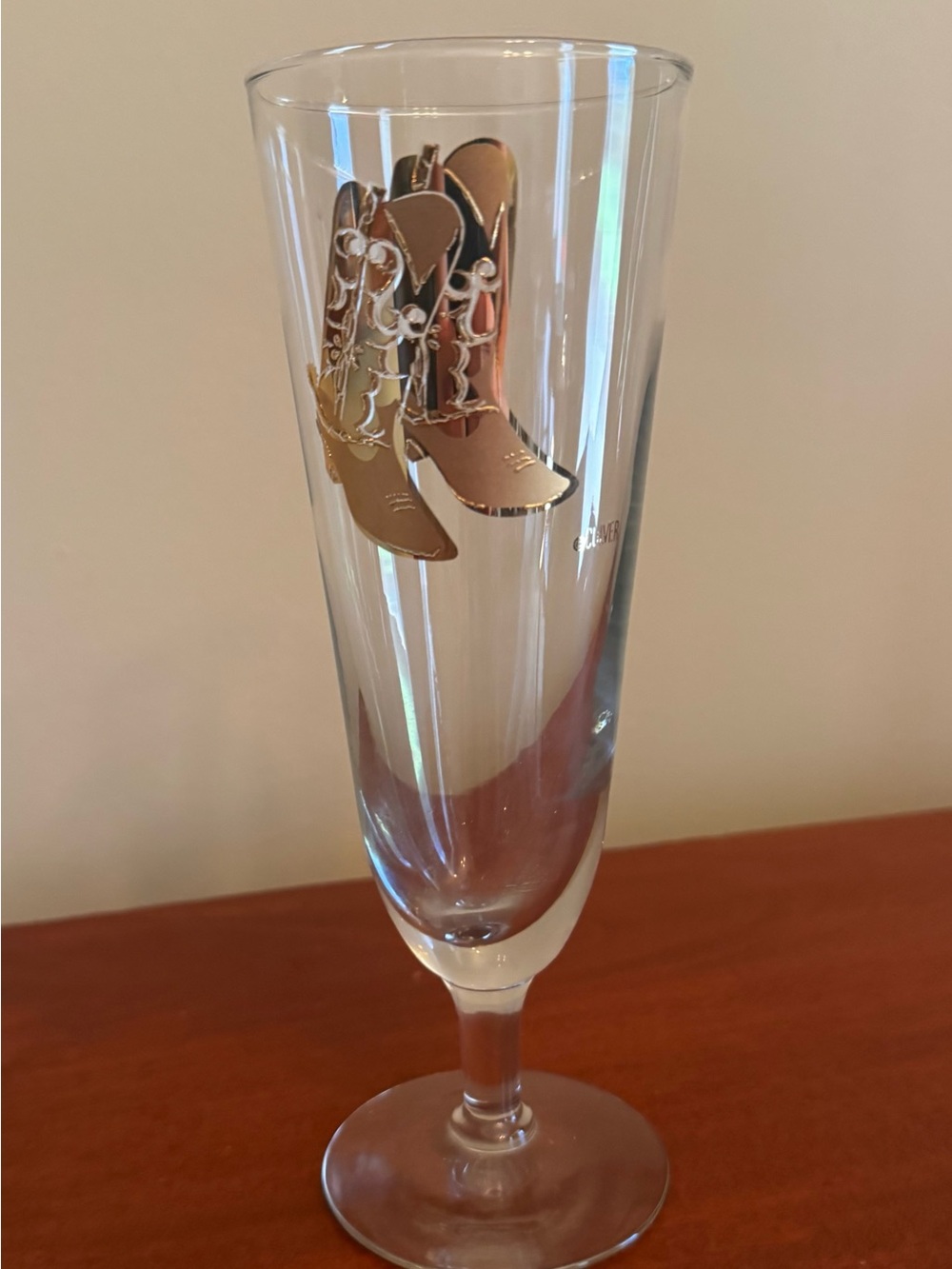 Vintage Culver 22K Gold Cowboy Boots Stemmed Glass Western Barware